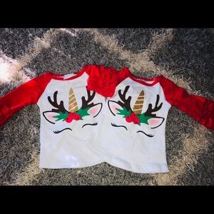 Unicorn Reindeer Ruffle Raglan